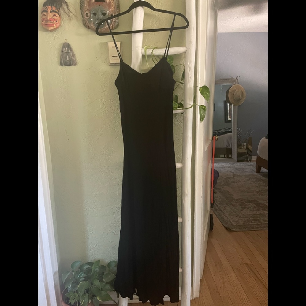 Long black maxi dress slits at bottom